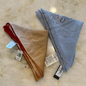NWT Bundle of 2 Banana Republic Bandanas - Blue Paisley and Red Clay Ombré